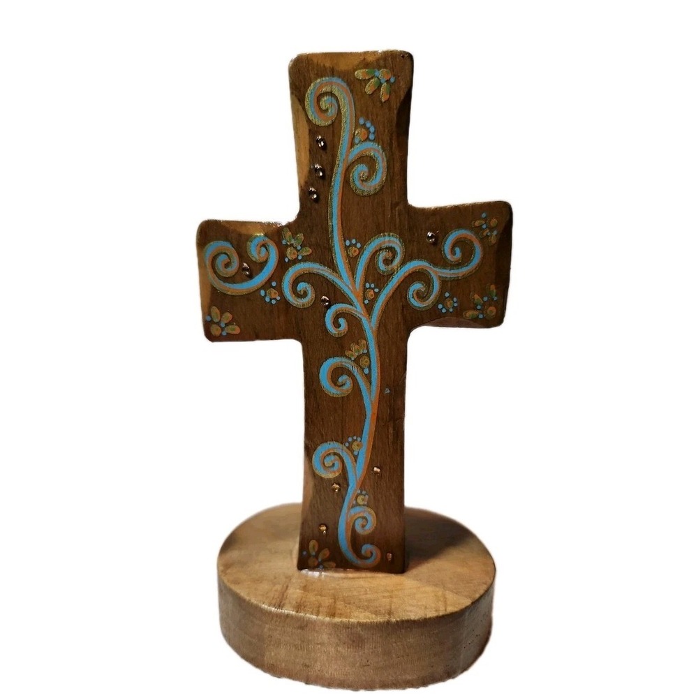 Natural Life Brand Wooden Cross Hand Painted Design "You Are A Blessing" 6.5"